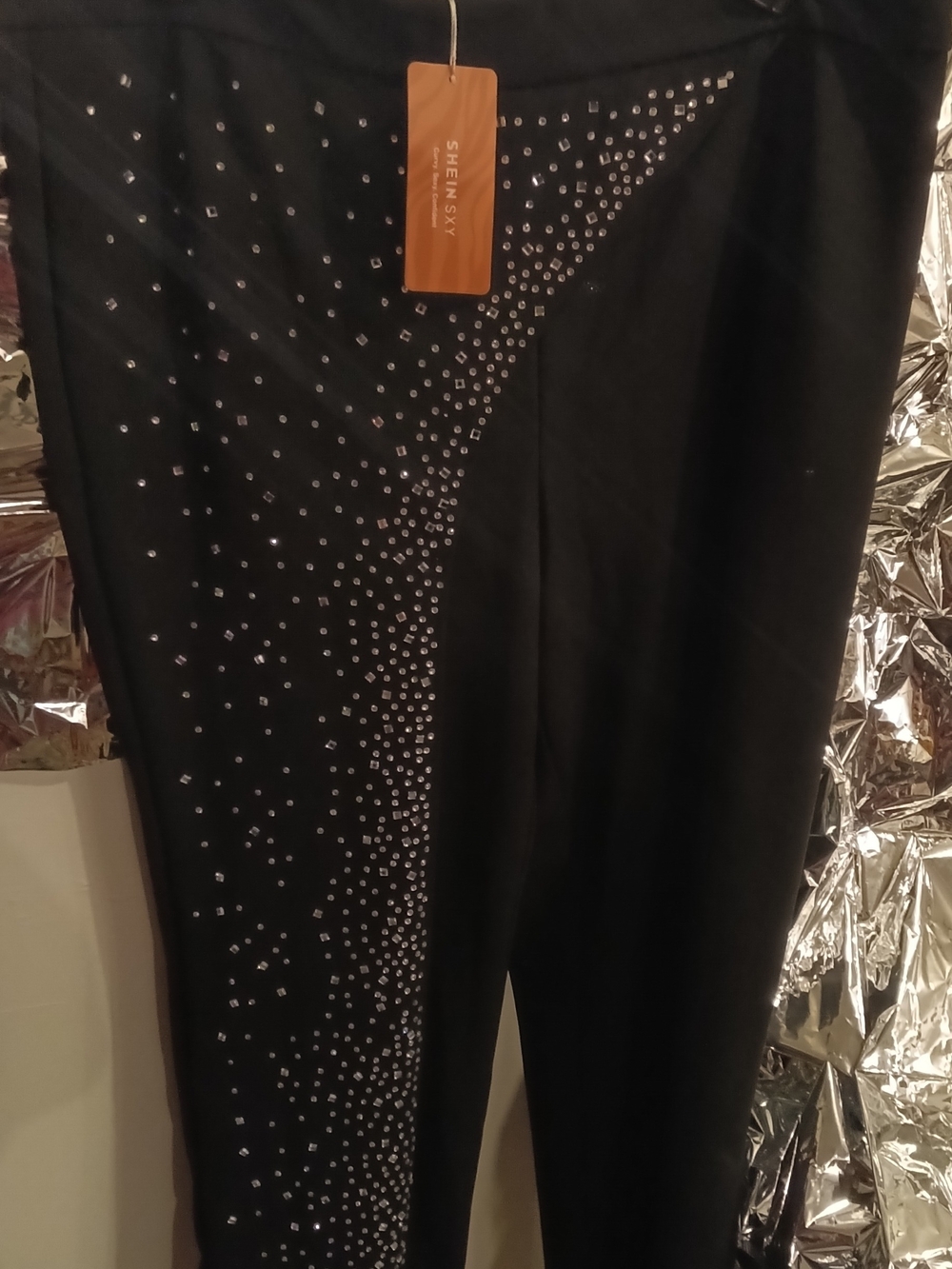 SHEIN Black Rhinestone-Trim Women’s Jeggings